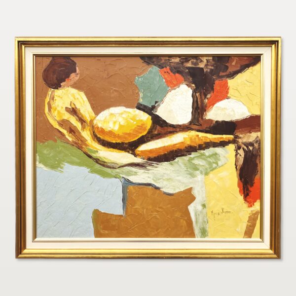 Original oil painting, abstract reclining figure, Scandinavian modern, textured wall art