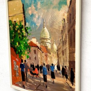 Original Danish oil painting, Paris street scene figures, mid century, Hans Bendix - Image 6