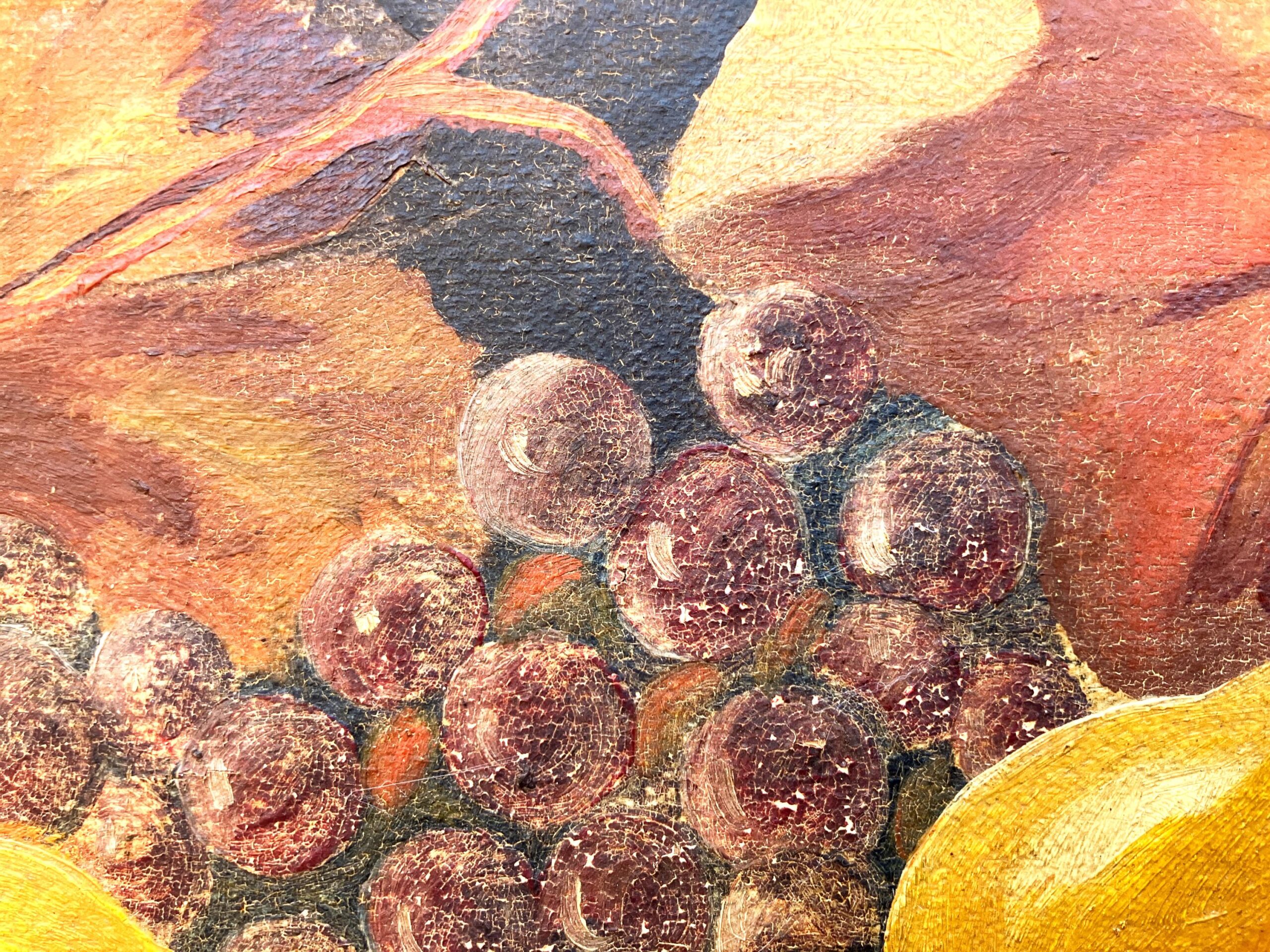 Still Life Painting Pears Grapes Autumn Leaves, Vintage Oil Painting, Cottage Decor - Image 7