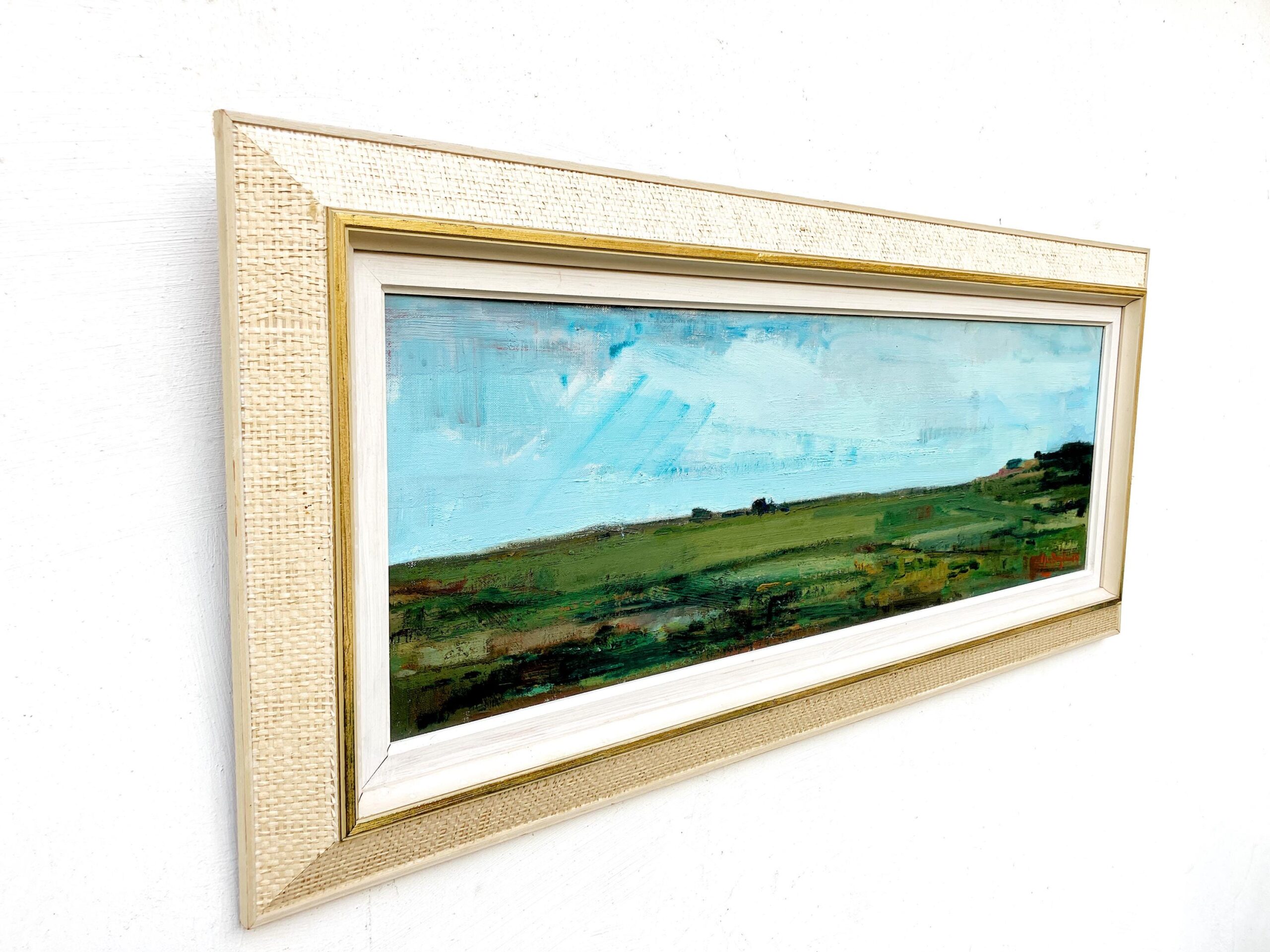 Panoramic landscape painting, swedish oil painting fields, mid century scandinavian, farmhouse decor - Image 5