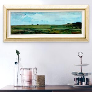 Panoramic landscape painting, swedish oil painting fields, mid century scandinavian, farmhouse decor - Image 2