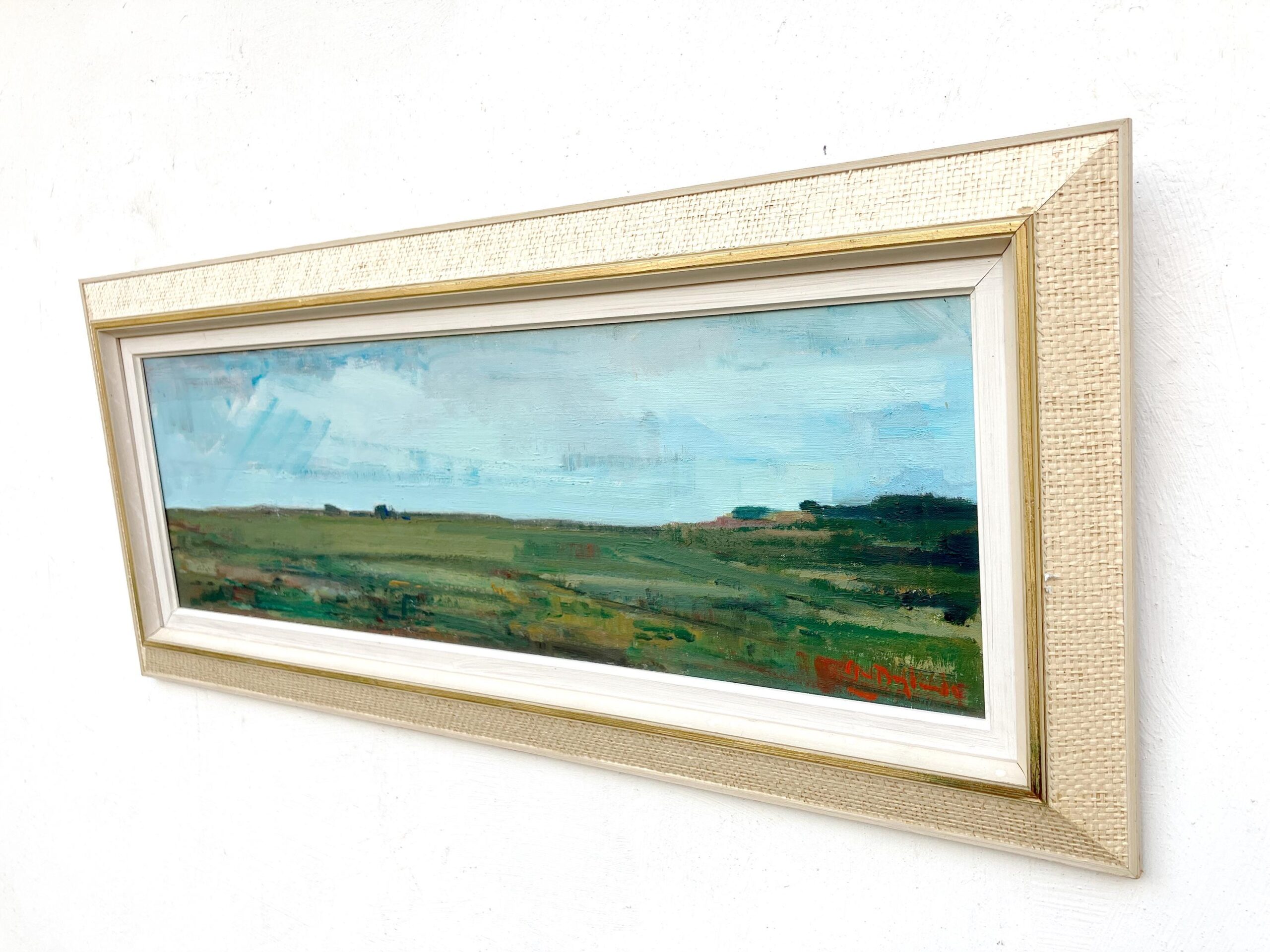 Panoramic landscape painting, swedish oil painting fields, mid century scandinavian, farmhouse decor - Image 6