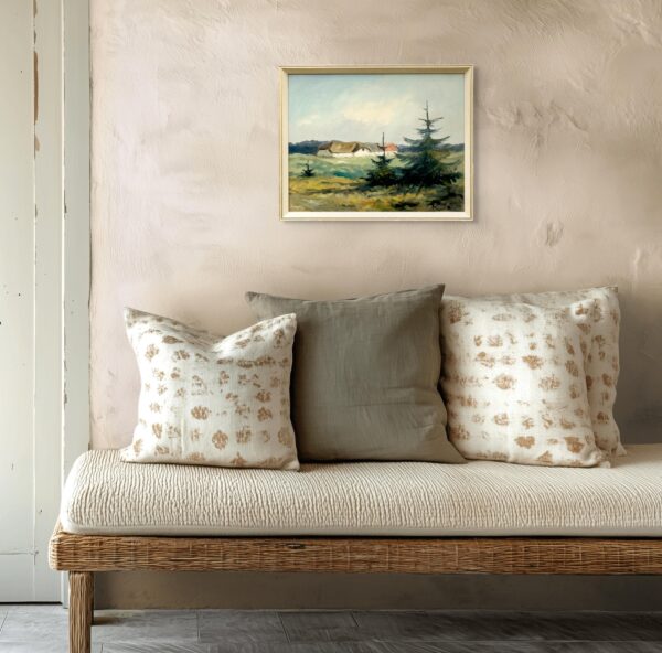 Original Danish Oil Painting, west coast farmhouse, mid century nordic, scandinavian wall art