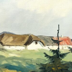 Original Danish Oil Painting, west coast farmhouse, mid century nordic, scandinavian wall art - Image 6