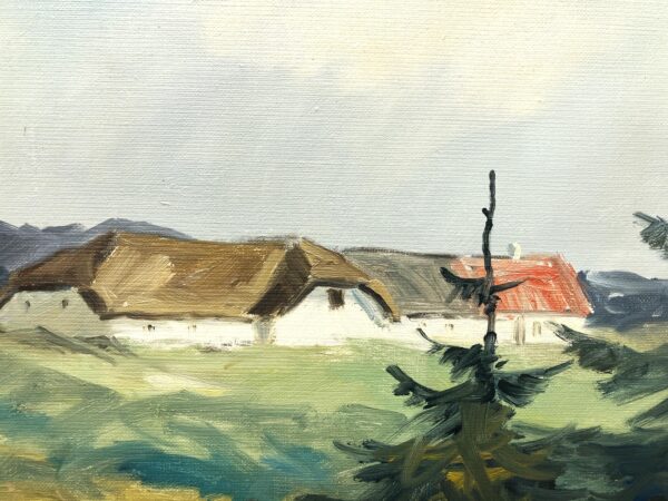 Original Danish Oil Painting, west coast farmhouse, mid century nordic, scandinavian wall art