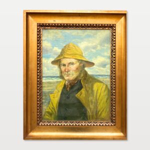 Danish Fisherman Painting, Antique Oil Painting, Coastal Decor