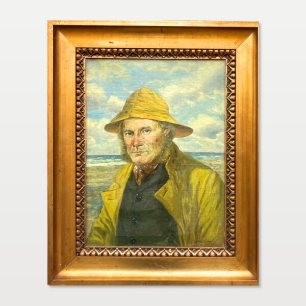 Danish Fisherman Painting, Antique Oil Painting, Coastal Decor