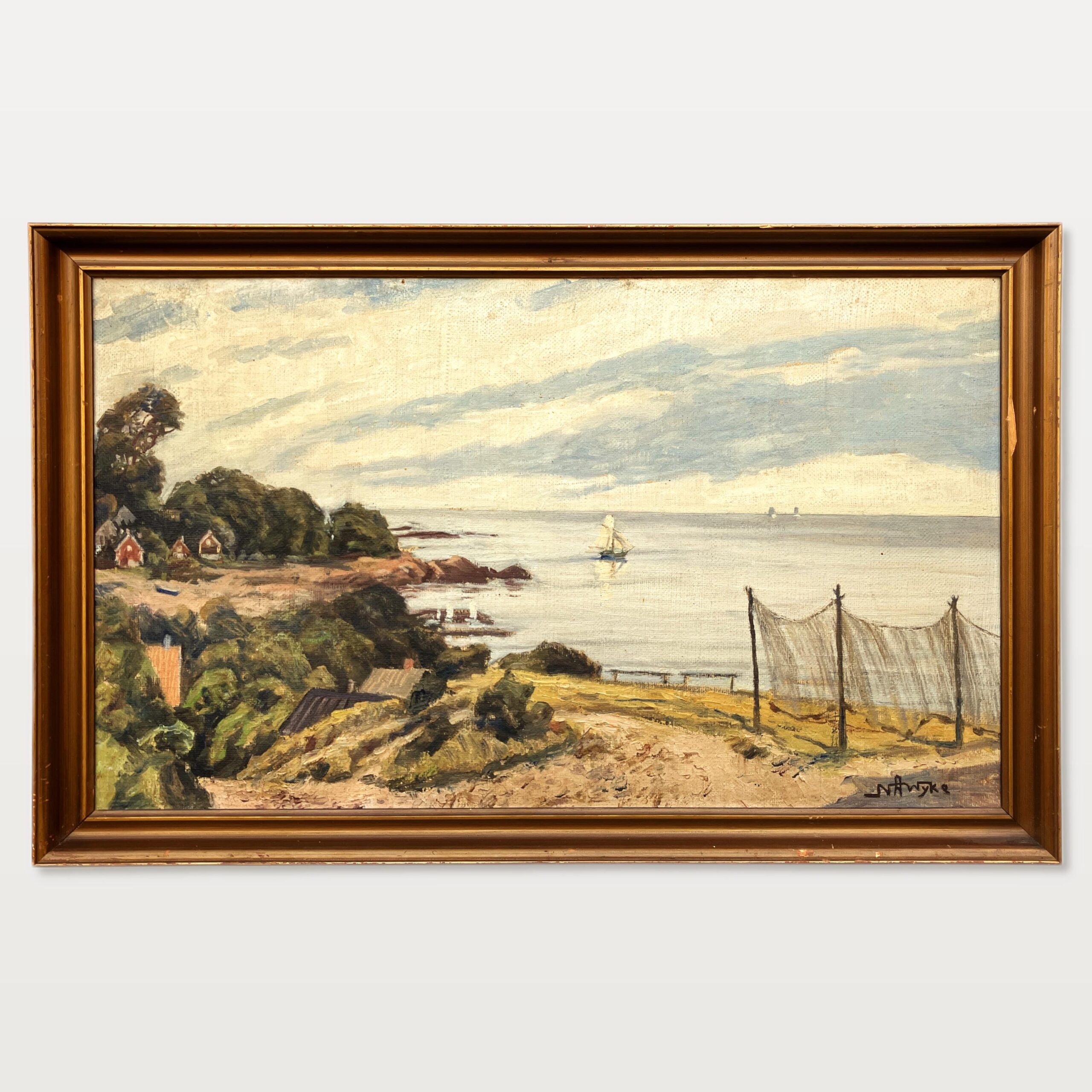 Seascape Painting, Kullen Sweden Oil Painting, Scandinavian Coastal Decor - Image 1