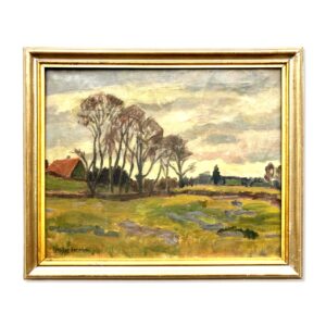 Swedish Landscape Painting, Vintage Oil Art, Scandinavian Farmhouse Decor