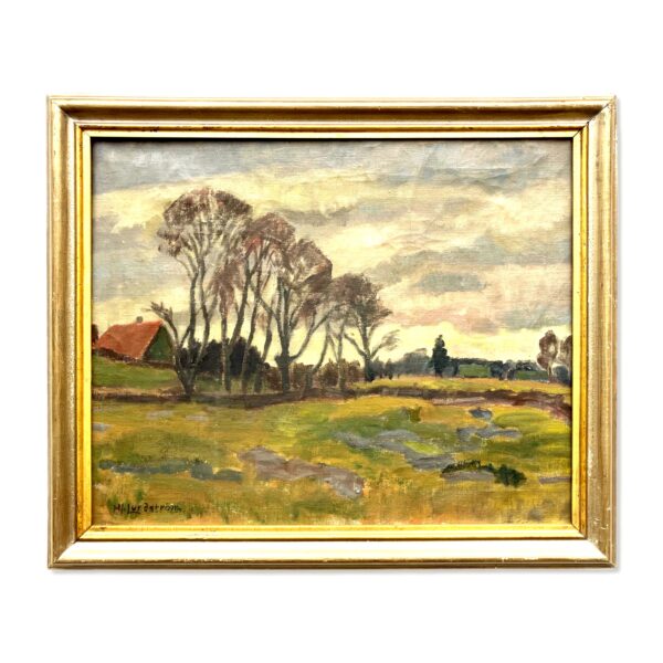 Swedish Landscape Painting, Vintage Oil Art, Scandinavian Farmhouse Decor