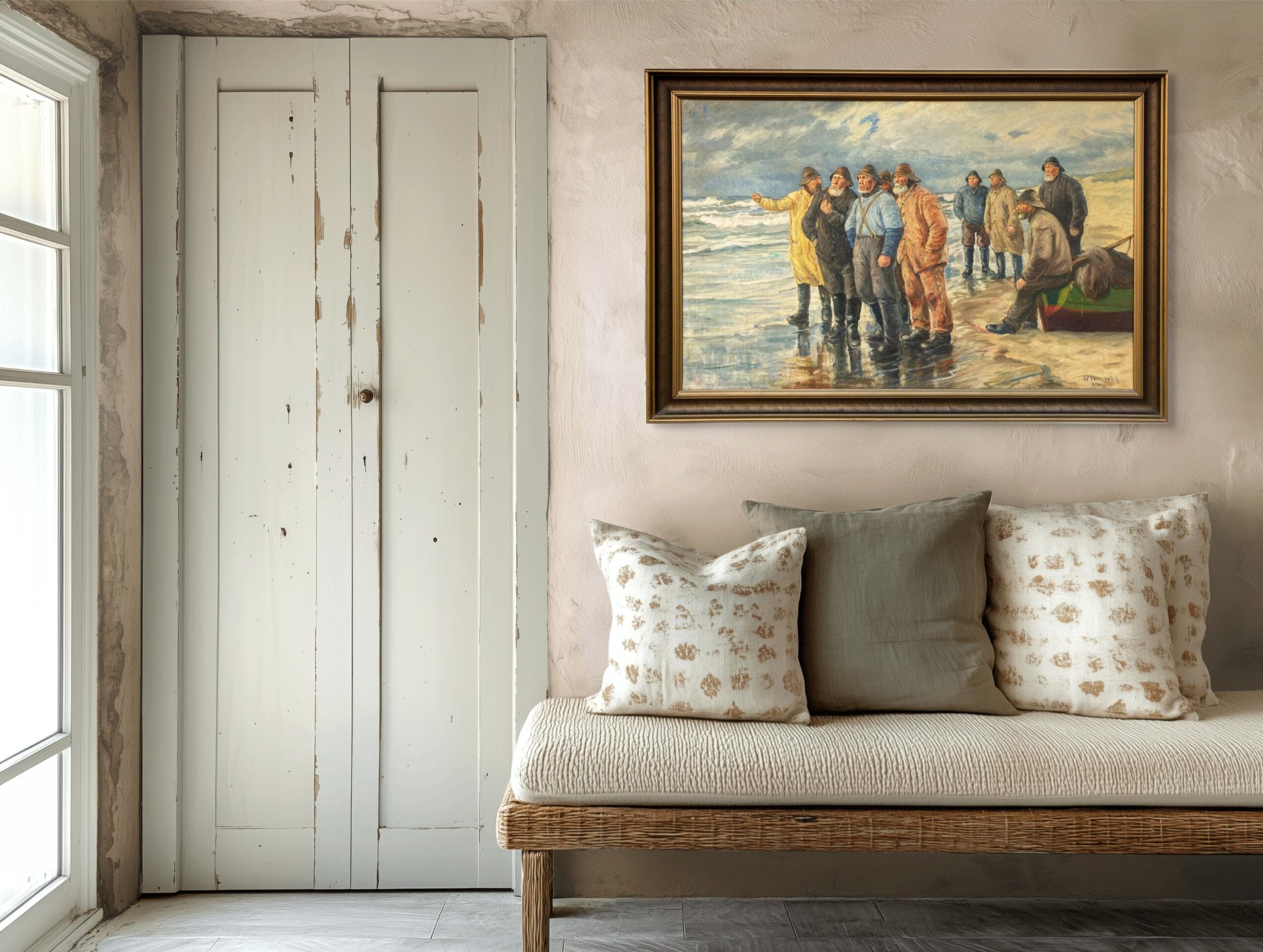 Fishermen Painting, Skagen Oil Painting, Danish Coastal Decor - Image 3