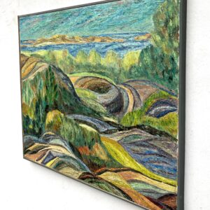 Original Vintage Landscape Oil Painting: Textured Swedish Coastal Scene Wall Art - Image 6