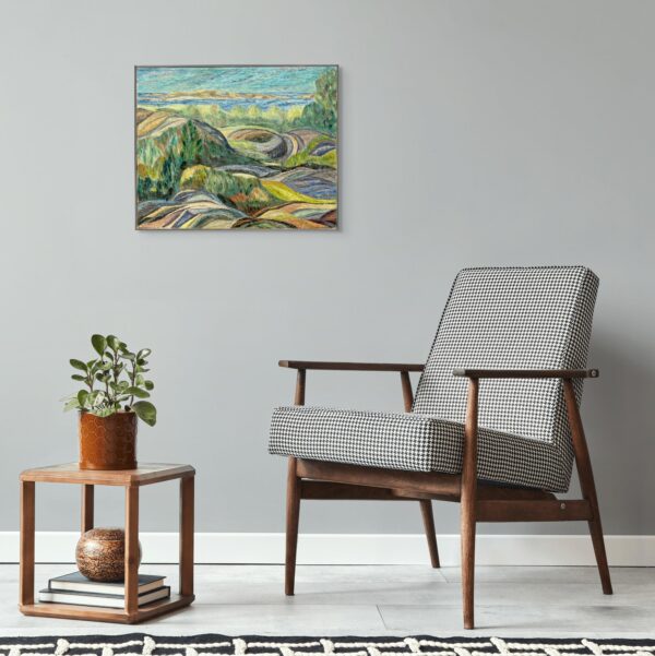 Original Vintage Landscape Oil Painting: Textured Swedish Coastal Scene Wall Art