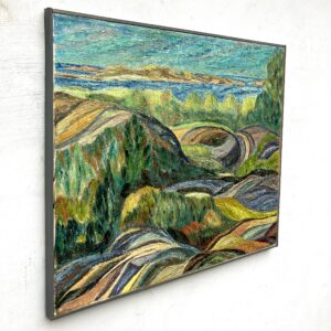 Original Vintage Landscape Oil Painting: Textured Swedish Coastal Scene Wall Art - Image 7
