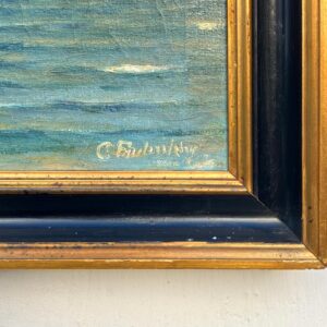 Danish Oil Painting Sailboat Seascape Coastal Art Carl Frederiksen Circa 1920s-1930s - Image 6