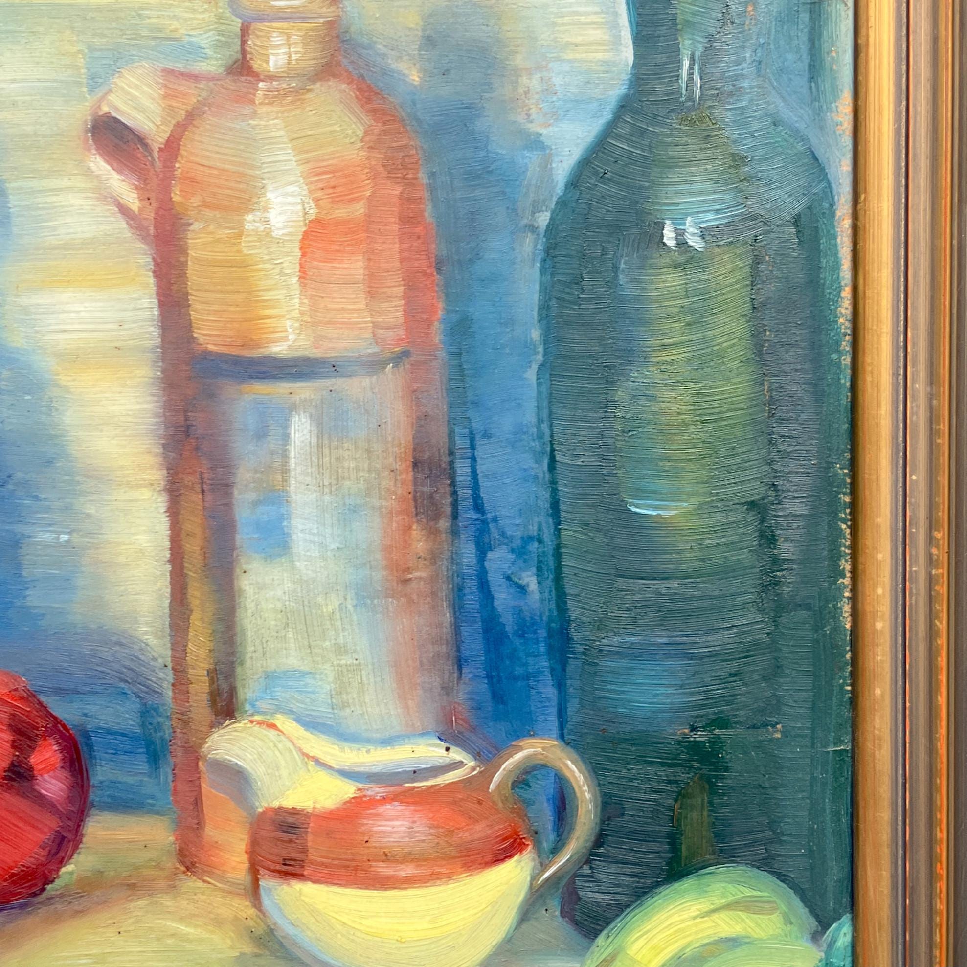 Still Life Oil Painting – Apples and Lemons, Original Vintage Art - Image 8