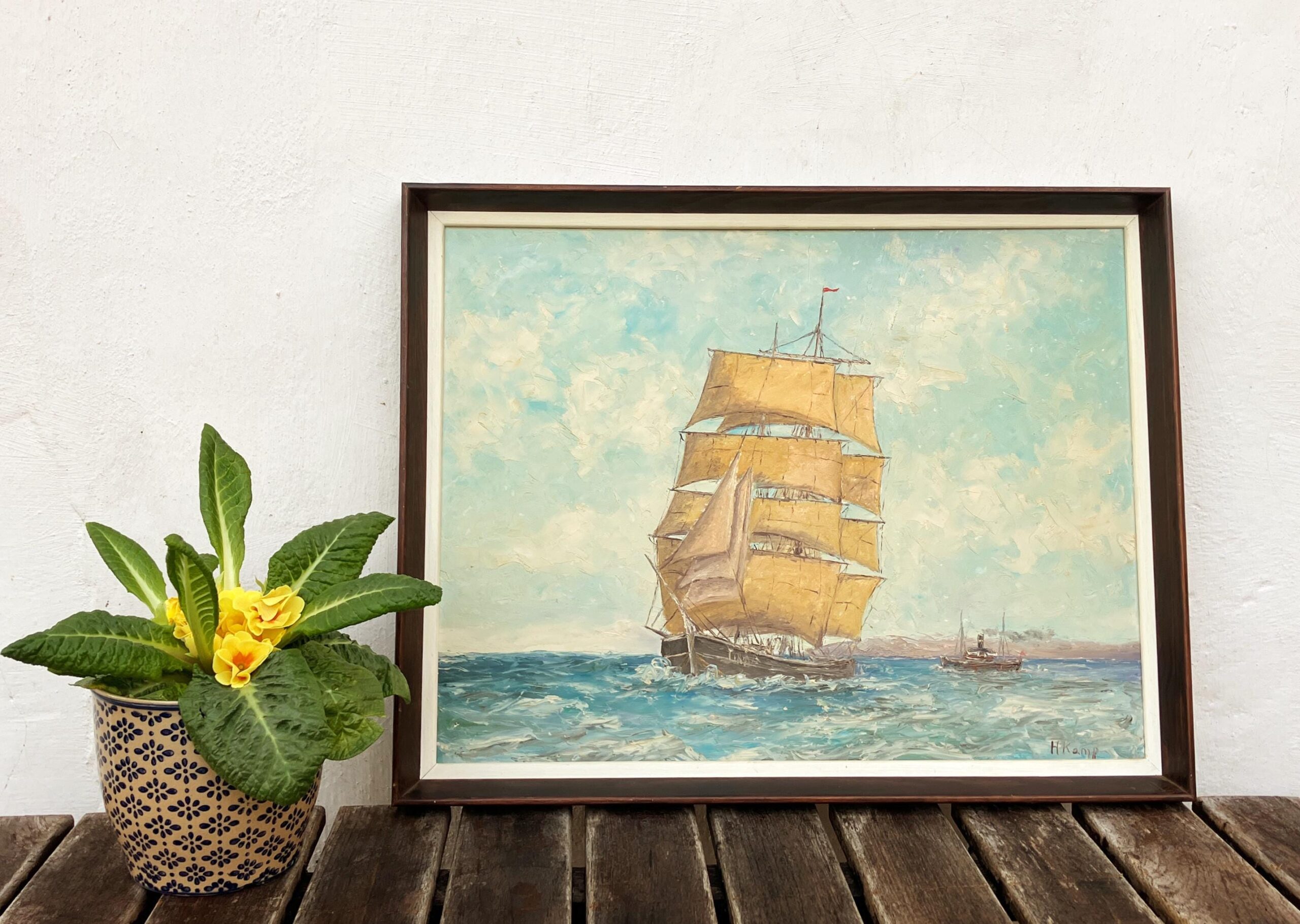 Ship Oil Painting, Danish Coastal Wall Art, Scandinavian Maritime Decor - Image 2