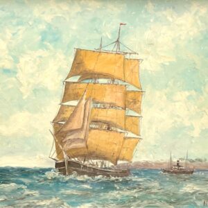 Ship Oil Painting, Danish Coastal Wall Art, Scandinavian Maritime Decor - Image 5