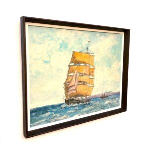 Ship Oil Painting, Danish Coastal Wall Art, Scandinavian Maritime Decor - Image 3