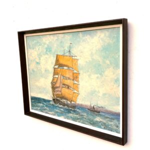 Ship Oil Painting, Danish Coastal Wall Art, Scandinavian Maritime Decor - Image 4