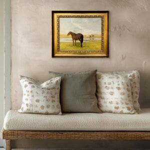 Original horse painting, Grazing horses landscape, Early 20th century antique naturalism, Rustic wall decor - Image 3