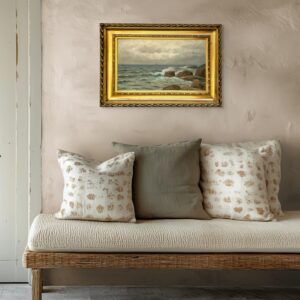 Original Swedish oil painting, seascape ship, early 1900s, coastal wall art - Image 2