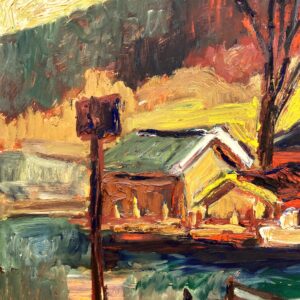 Original Oil Painting – Swedish Coastal Landscape with Boats, 1930s Scandinavian Expressionist Art - Image 10