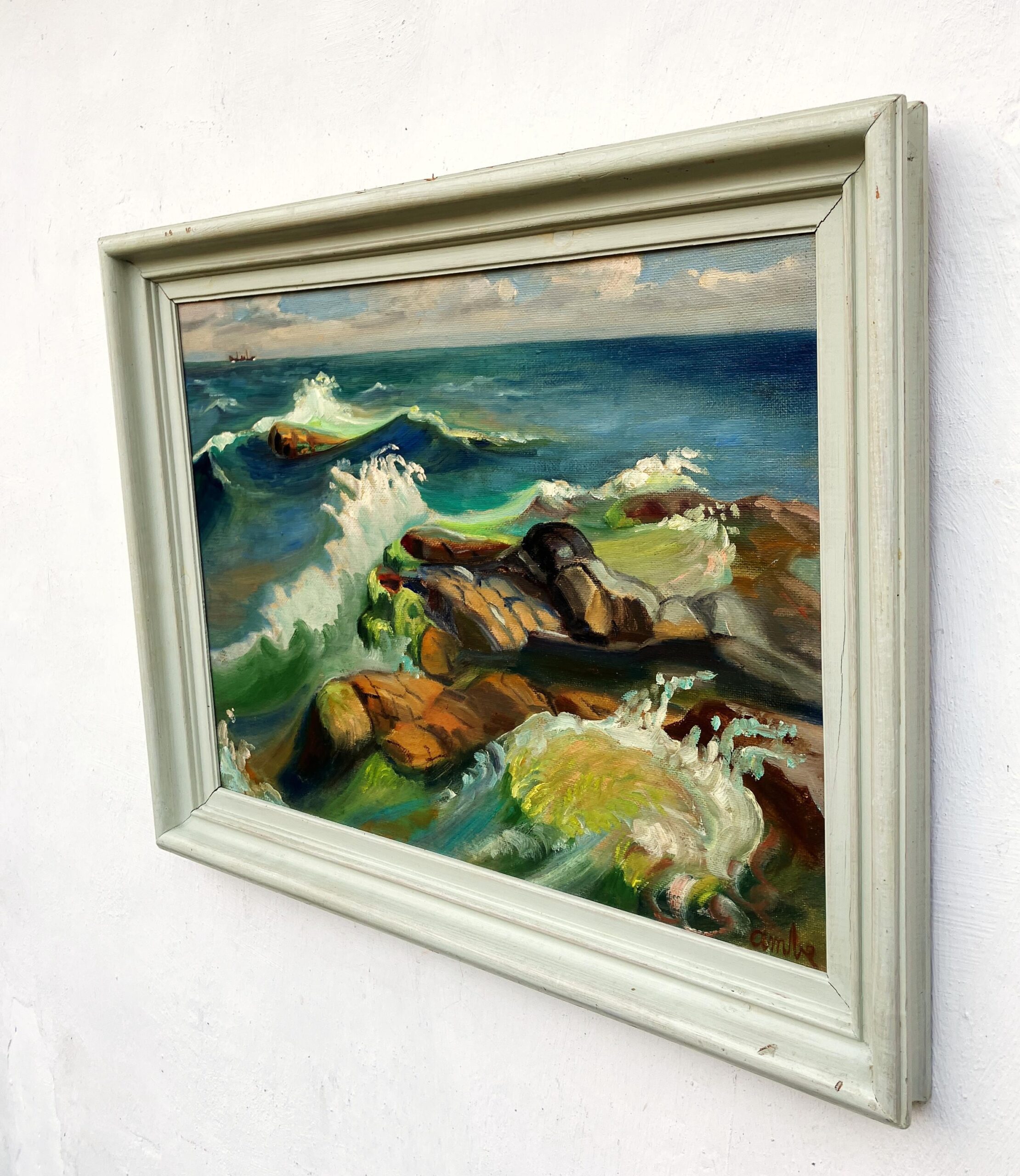Original Oil Painting – Mid Century Swedish Coastal Landscape - Image 5