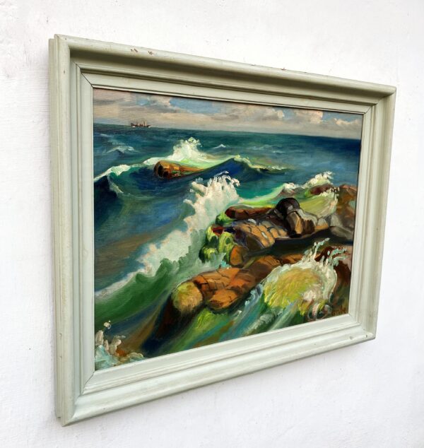 Original Oil Painting – Mid Century Swedish Coastal Landscape