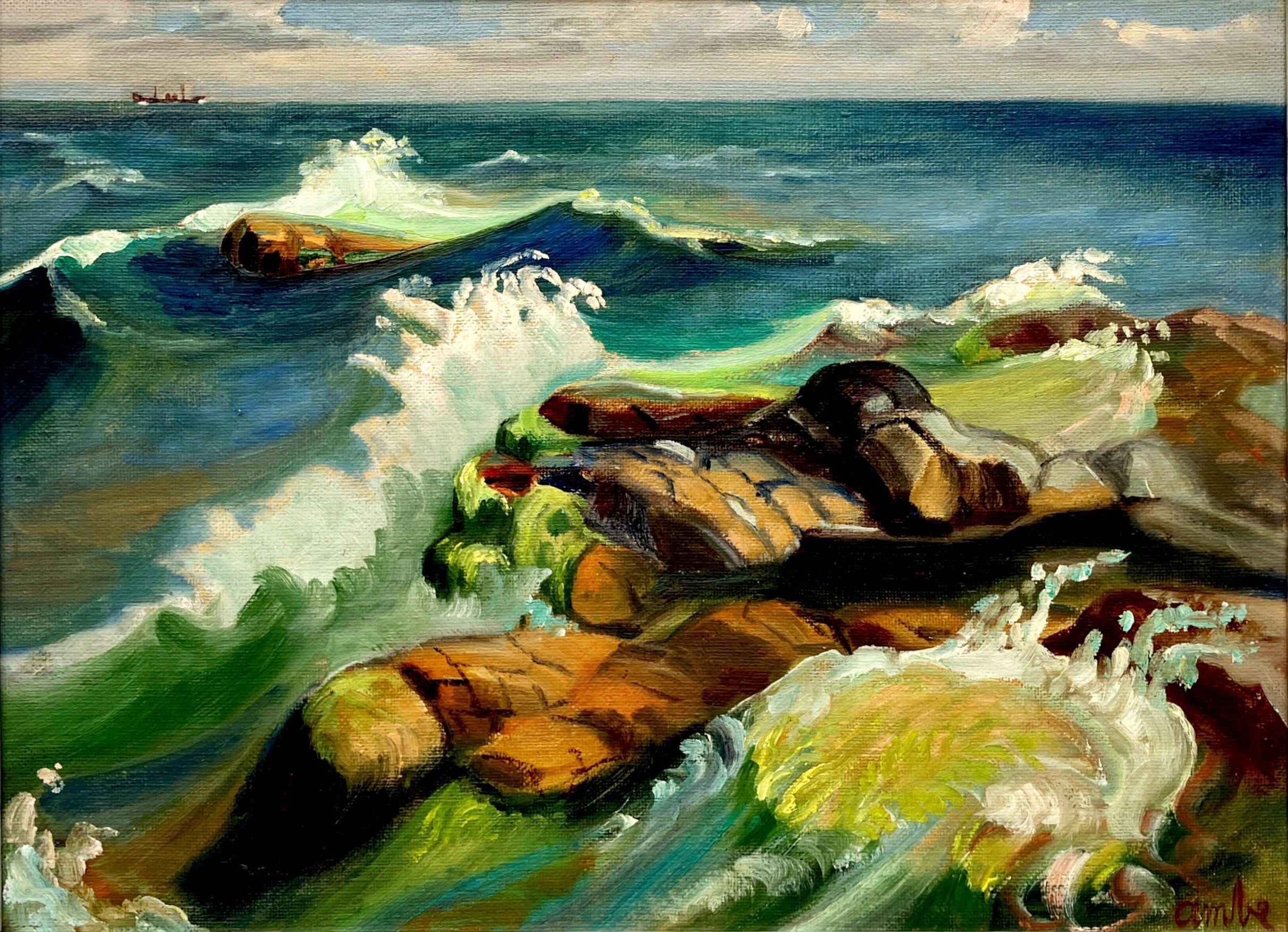 Original Oil Painting – Mid Century Swedish Coastal Landscape - Image 6
