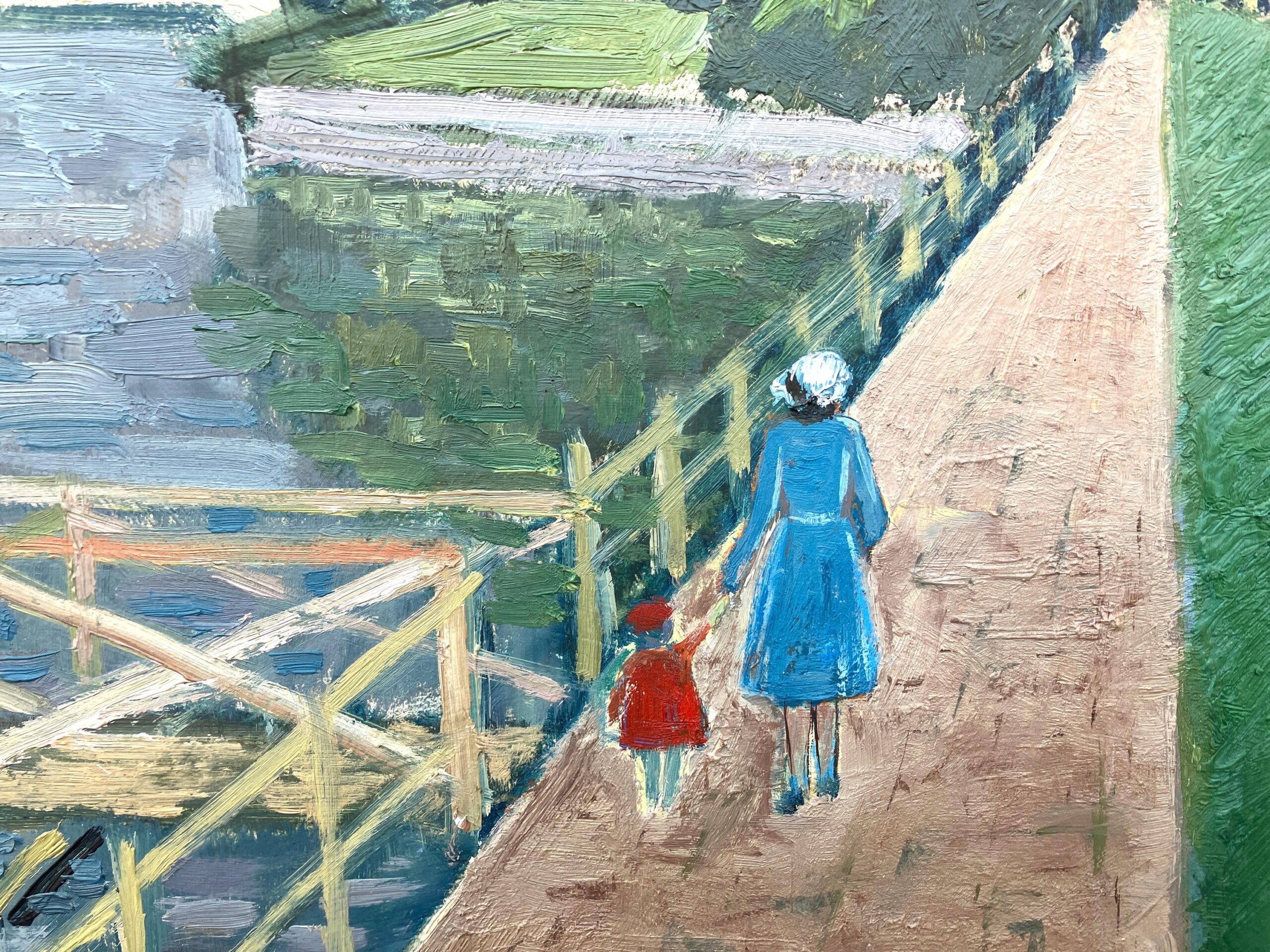 Large Original Swedish oil painting, canal scene Malmö, Mid Century, Scandinavian wall art - Image 7