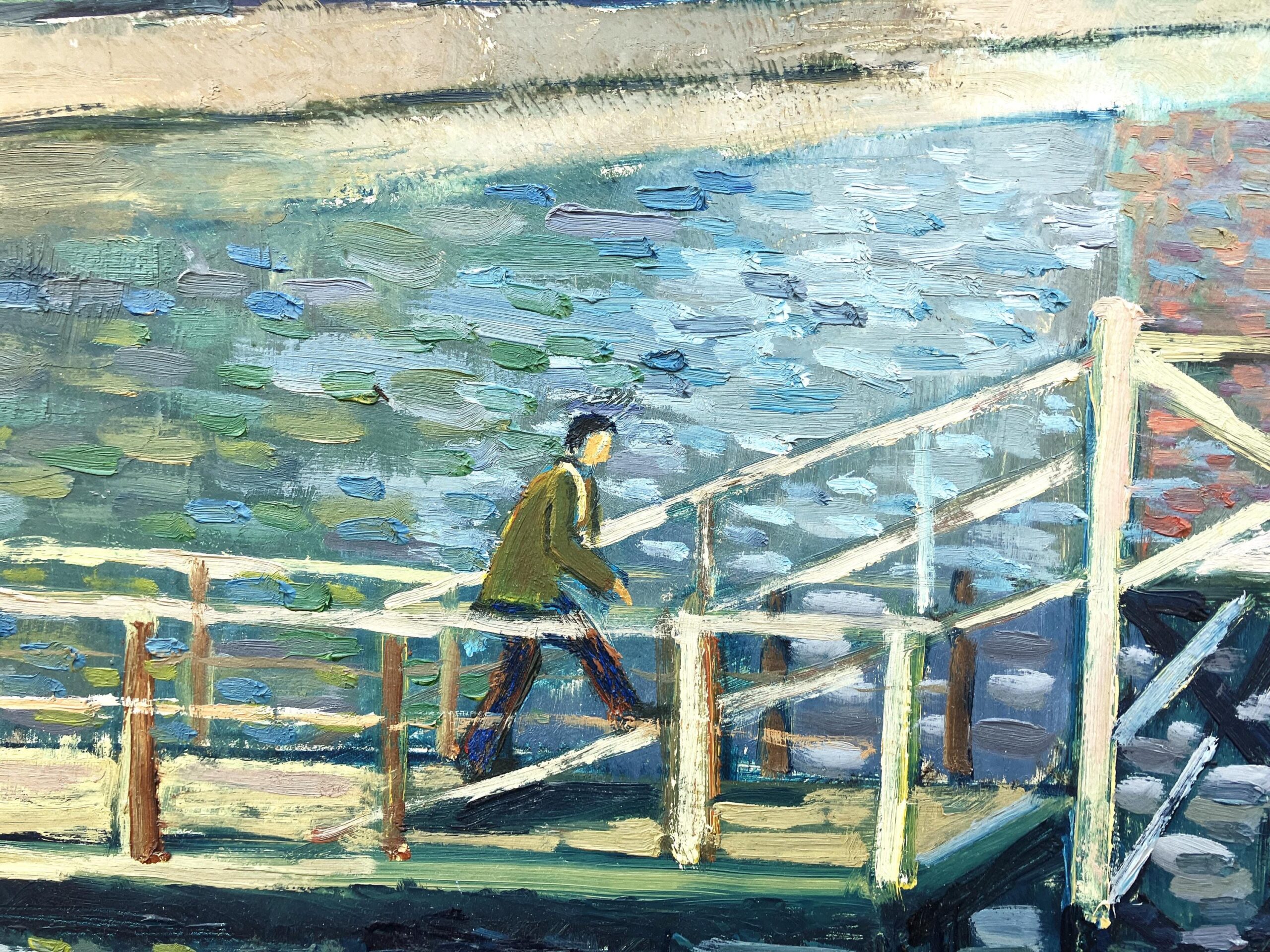 Large Original Swedish oil painting, canal scene Malmö, Mid Century, Scandinavian wall art - Image 6