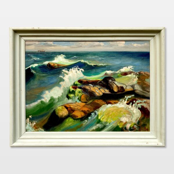 Original Oil Painting – Mid Century Swedish Coastal Landscape