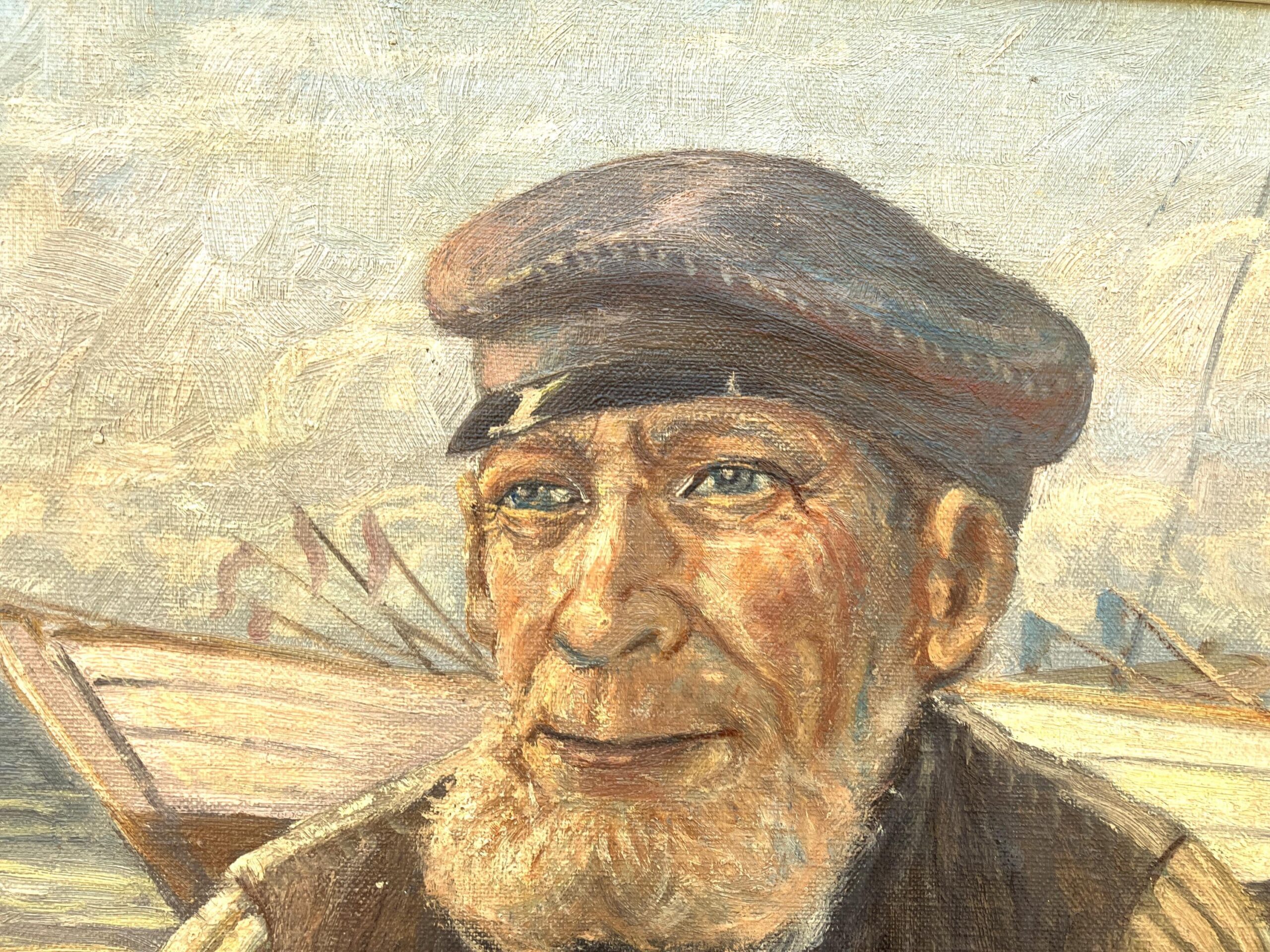 Danish Fishermen Oil Painting – Emil J. Weinreich Coastal Scene, Skagen - Image 7