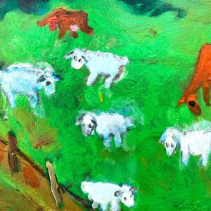 Original Danish oil painting, naive landscape, folk art style, wall art - Image 8