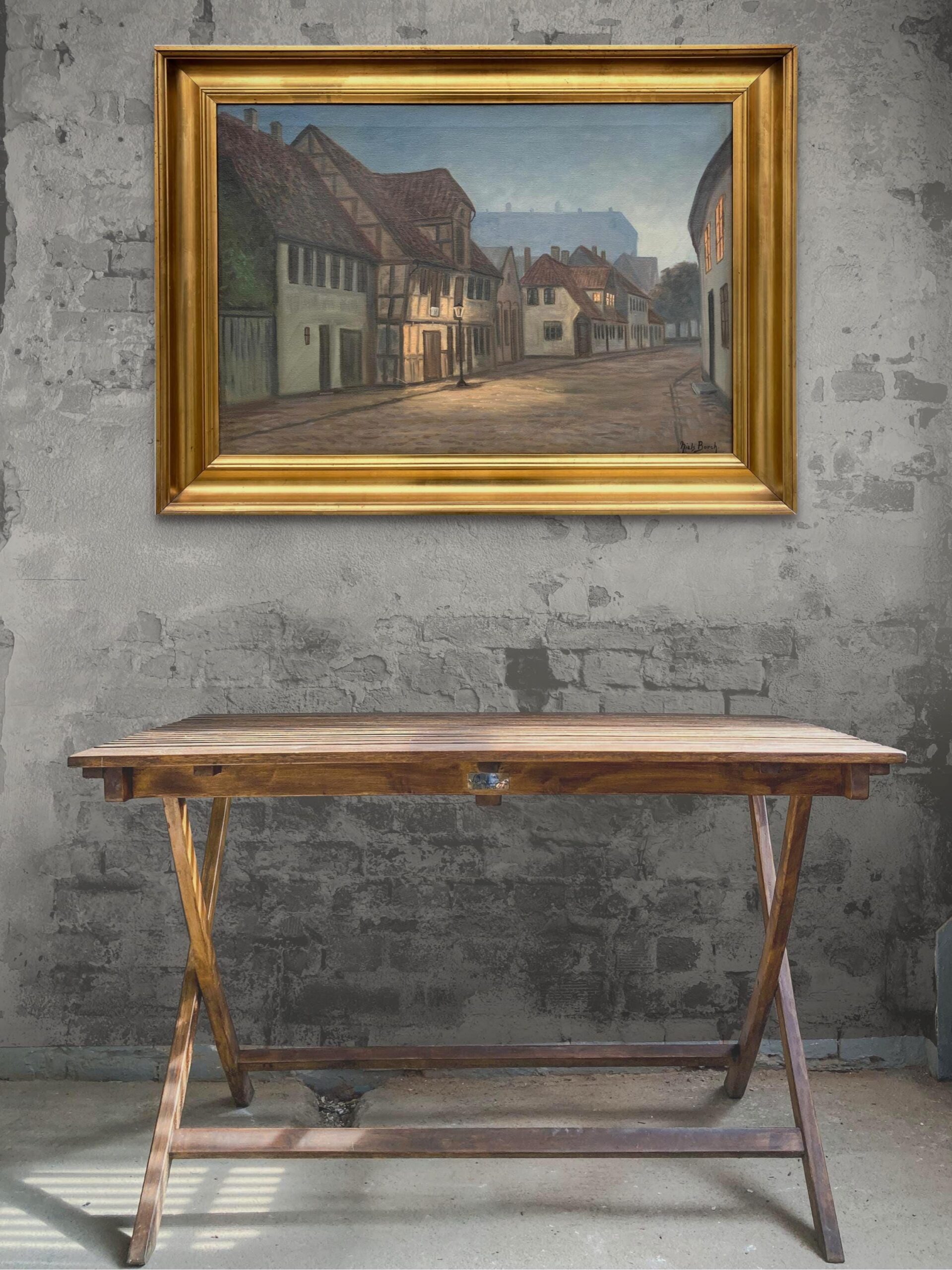 Original Danish Oil Painting, Street Scene at Dusk, Scandinavian Cityscape - Image 4