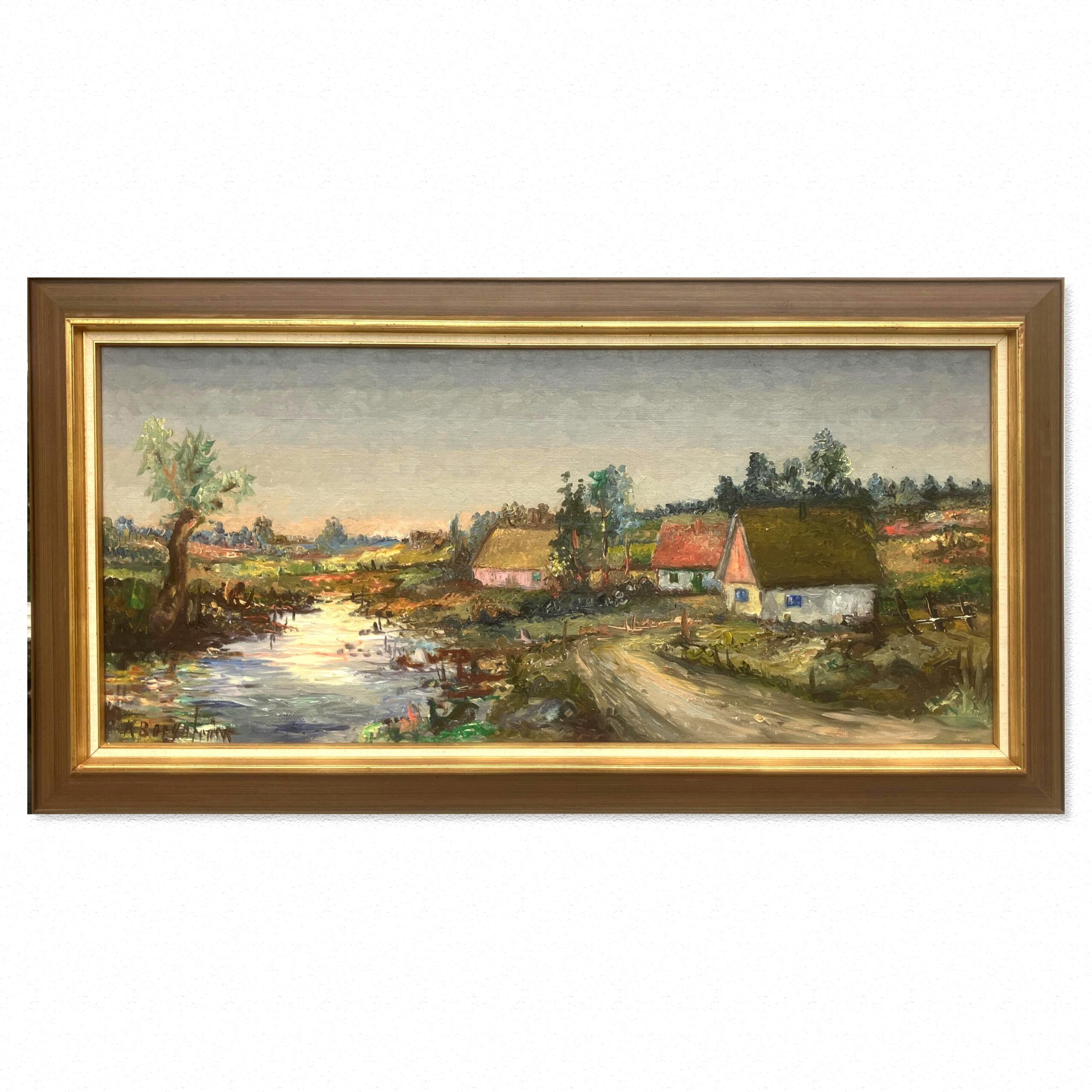 Large Original Scandinavian River Landscape – Swedish Countryside Oil Painting - Image 1