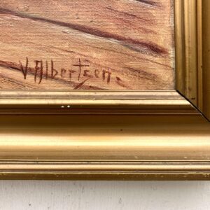 Original Danish oil painting, farmhouse interior, Mid Century, Scandinavian wall art - Image 9