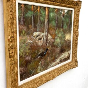 Original Swedish oil painting, Forest grouse scene, Mid Century, wall art decor - Image 4