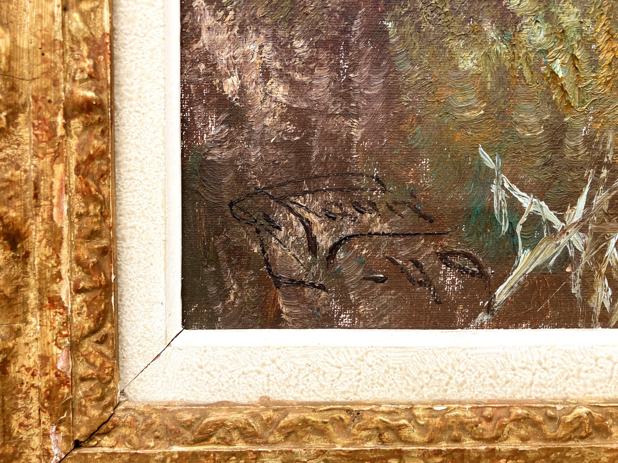 Original Swedish oil painting, Forest grouse scene, Mid Century, wall art decor - Image 8