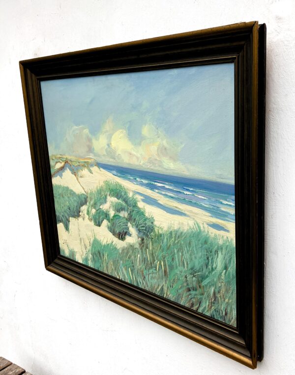 Original Swedish oil painting, coastal dunes, Mid Century, Scandinavian wall art