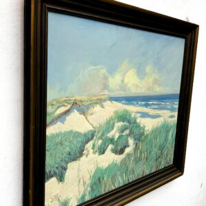 Original Swedish oil painting, coastal dunes, Mid Century, Scandinavian wall art - Image 4