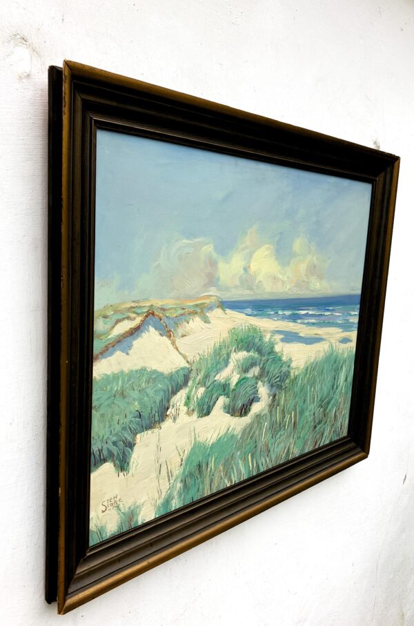 Original Swedish oil painting, coastal dunes, Mid Century, Scandinavian wall art