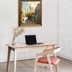 Large Paris Street Scene Montmartre Sacré Coeur, Vintage Oil Painting, European Decor - Image 3