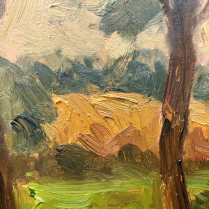 Original Swedish oil painting, Rural landscape road trees house, Mid Century impressionist, Scandinavian decor - Image 7