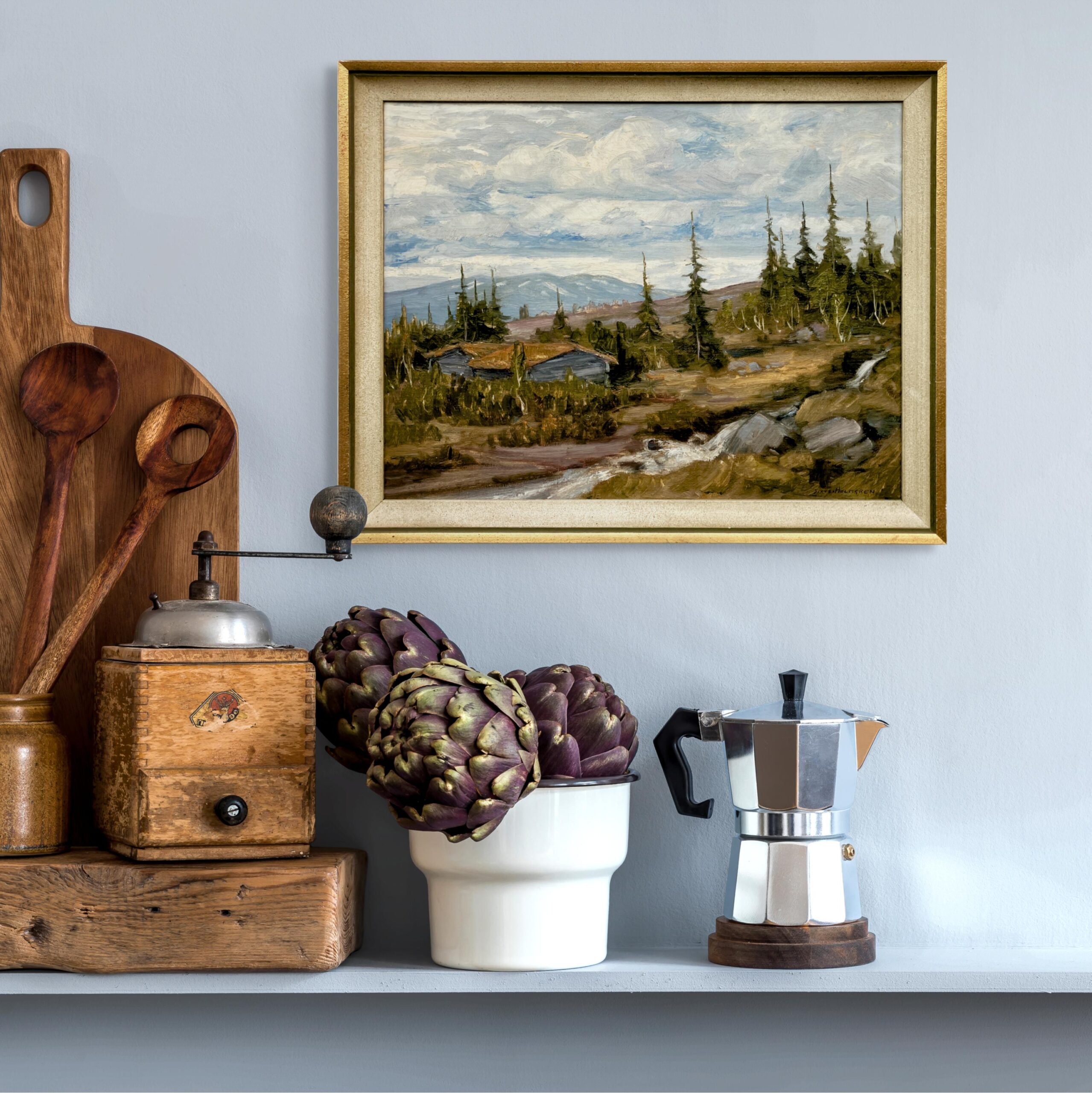 Vintage Swedish landscape painting with cottage, oil on board, 1930s - Image 2