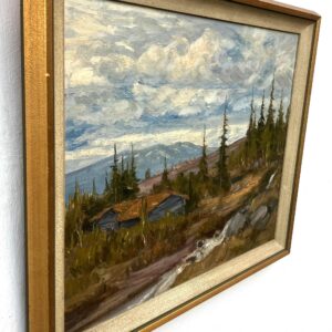 Vintage Swedish landscape painting with cottage, oil on board, 1930s - Image 4