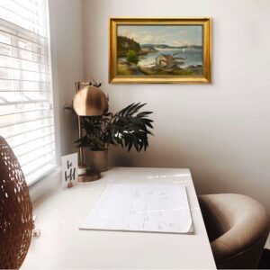 Swedish Vintage  Oil Painting, Coastal Lake Landscape, Scandinavian Framed Art Decor - Image 3