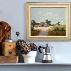 Original Swedish Oil Painting - Rustic Chicken Farm Scene - Scandinavian Mid Century Decor - Image 2
