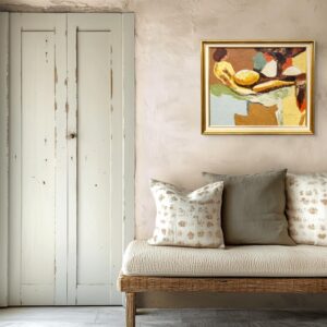 Original oil painting, abstract reclining figure, Scandinavian modern, textured wall art - Image 4